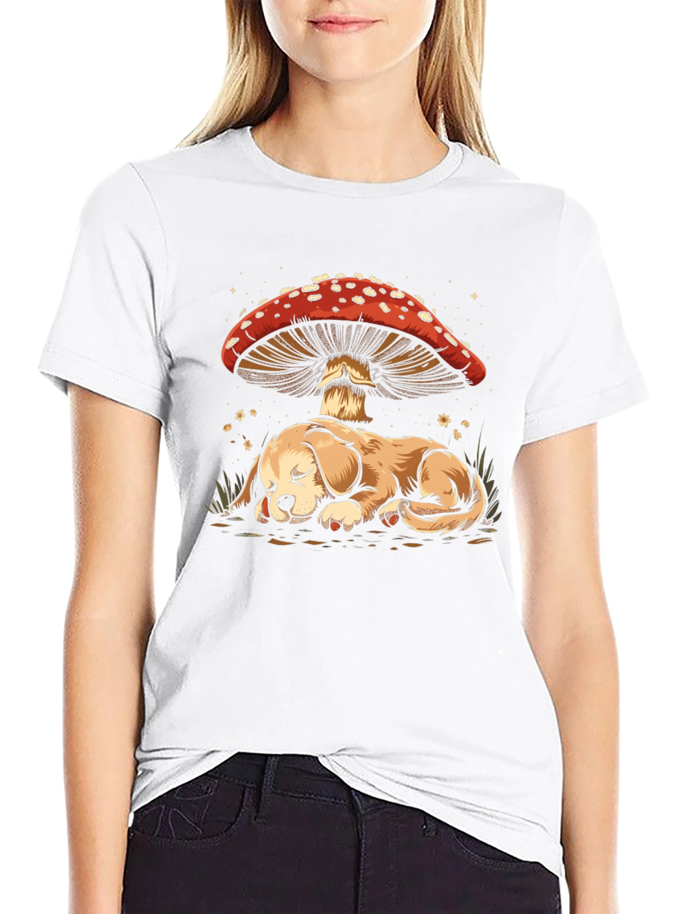 Dog Sleeping Under Mushroom T-Shirt