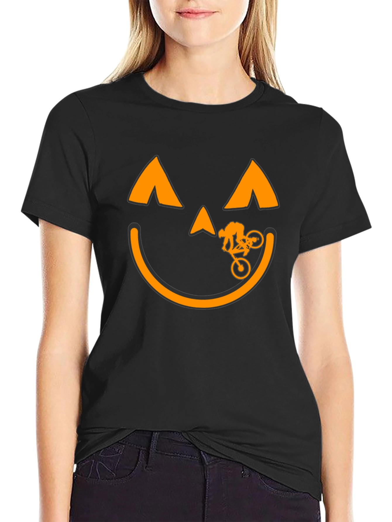Halloween Pumpkin Biker T-Shirt