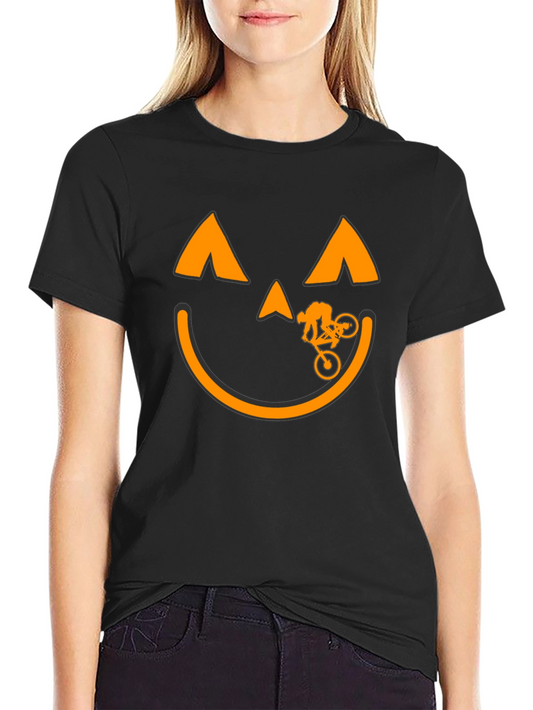 Halloween Pumpkin Biker T-Shirt