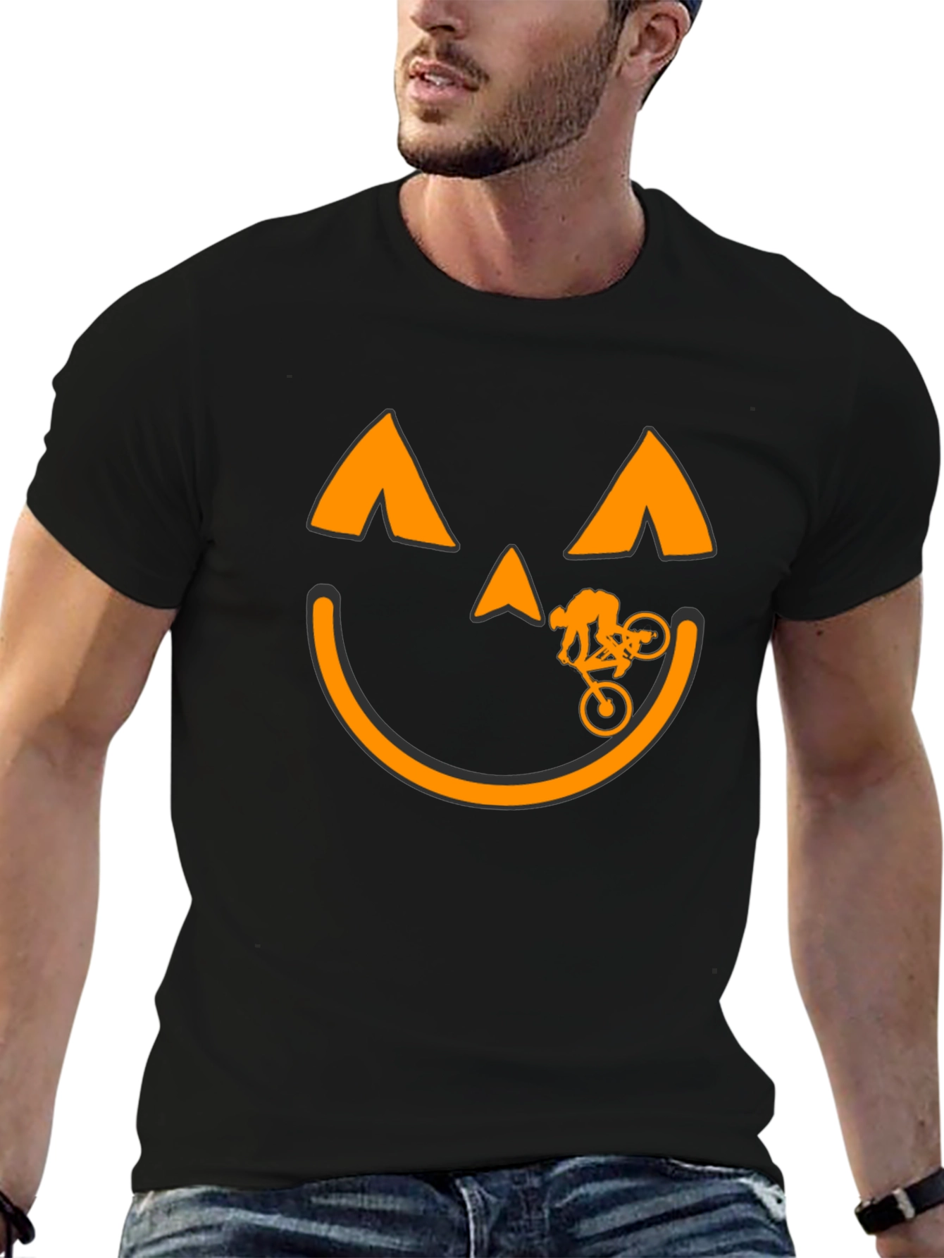 Halloween Pumpkin Biker T-Shirt