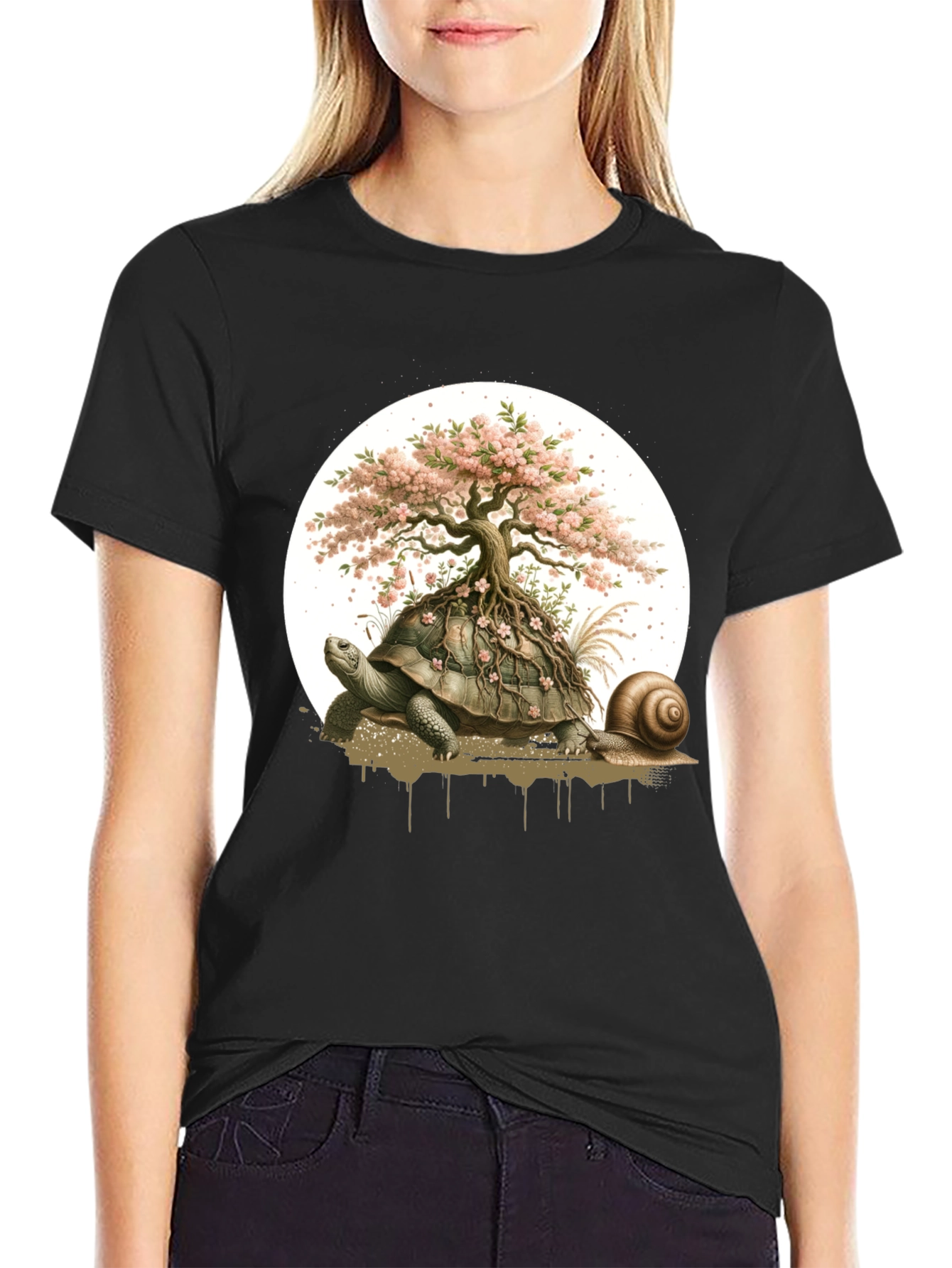Turtle Bonsai Tree Graphic Tee - Unique Nature Design