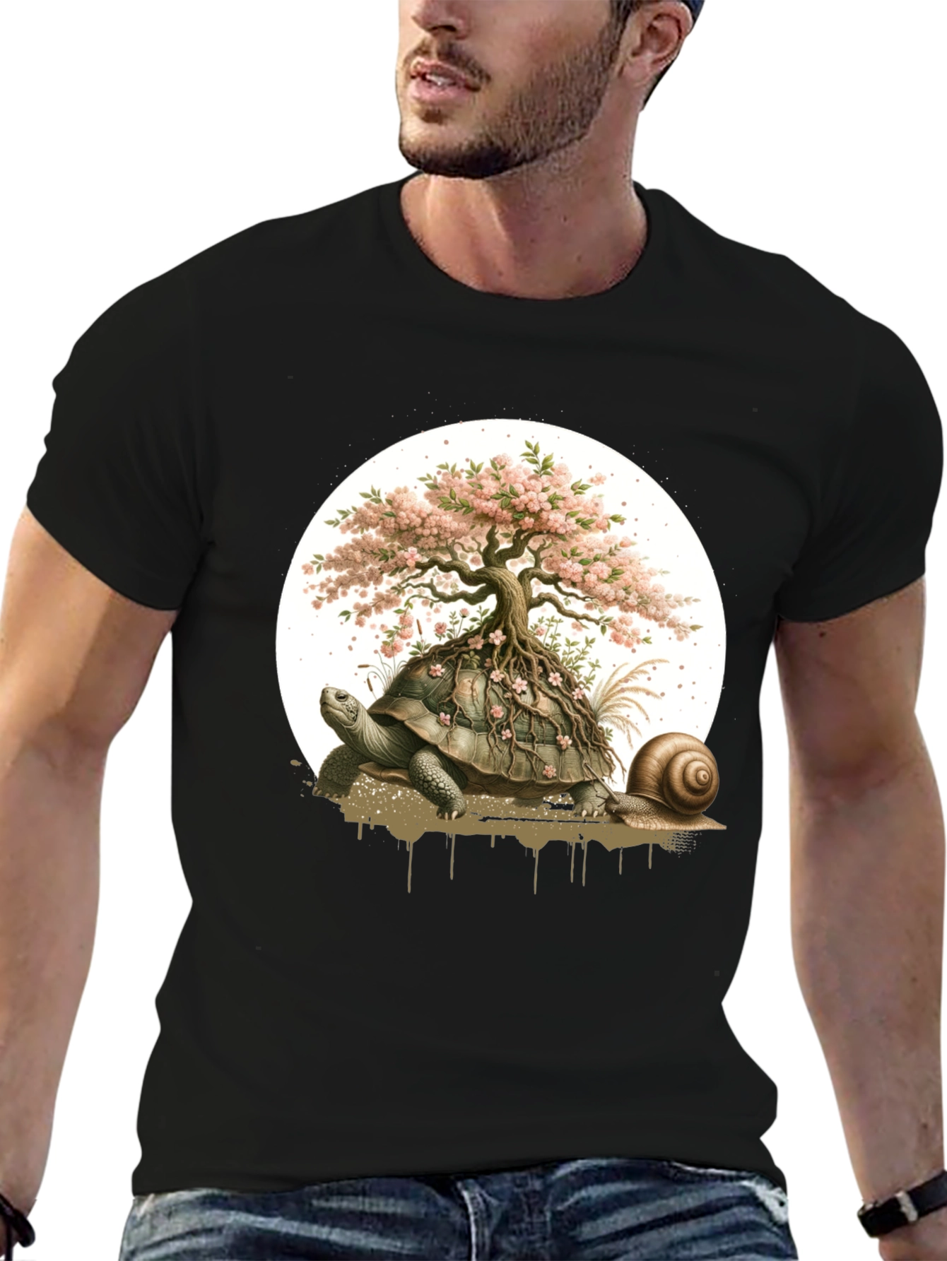 Turtle Bonsai Tree Graphic Tee - Unique Nature Design