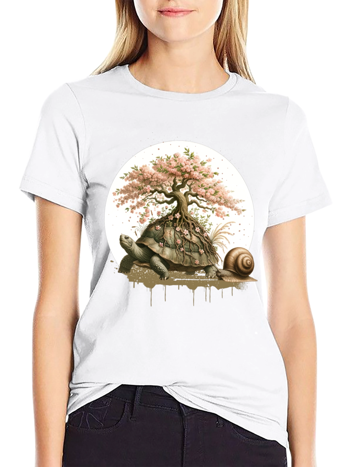 Turtle Bonsai Tree Graphic Tee - Unique Nature Design