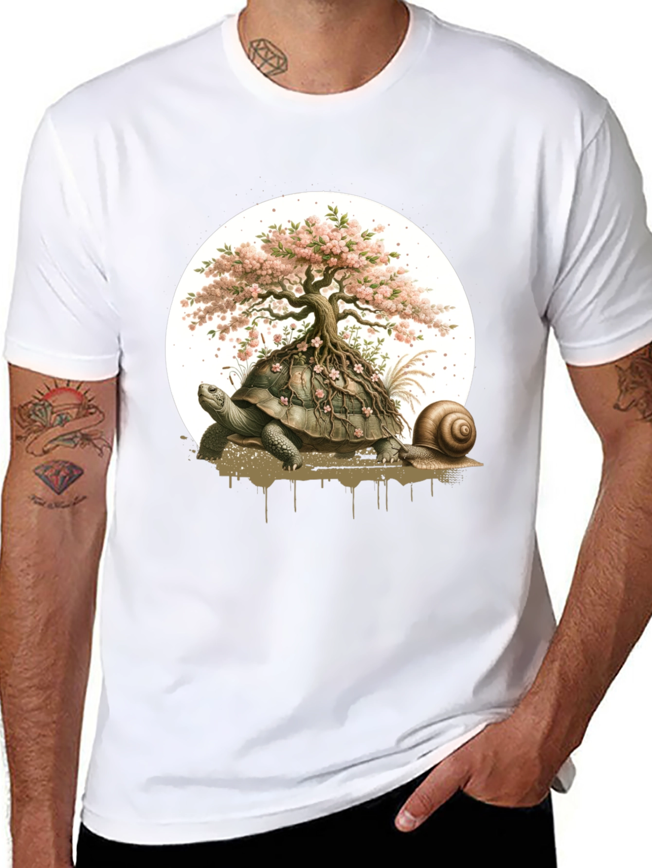 Turtle Bonsai Tree Graphic Tee - Unique Nature Design