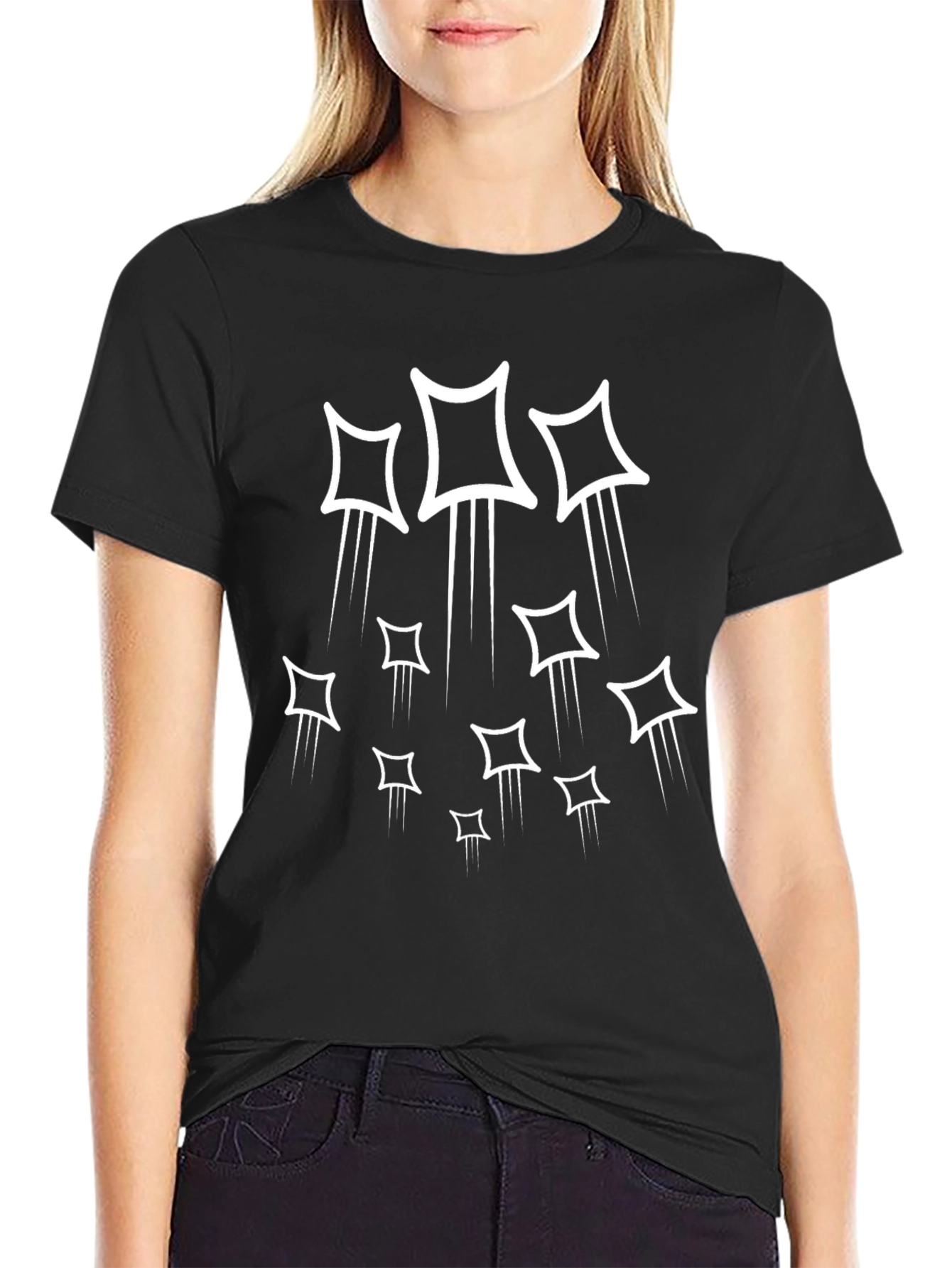 Trendy Black T-Shirt with Abstract Square Design