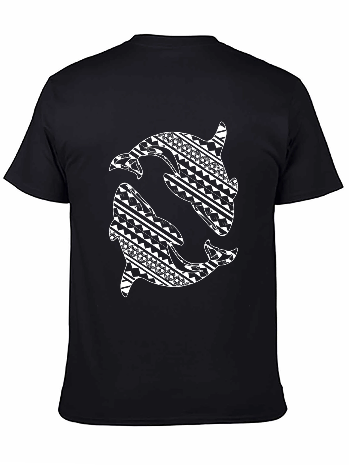 Tribal Orca Design Black T-Shirt