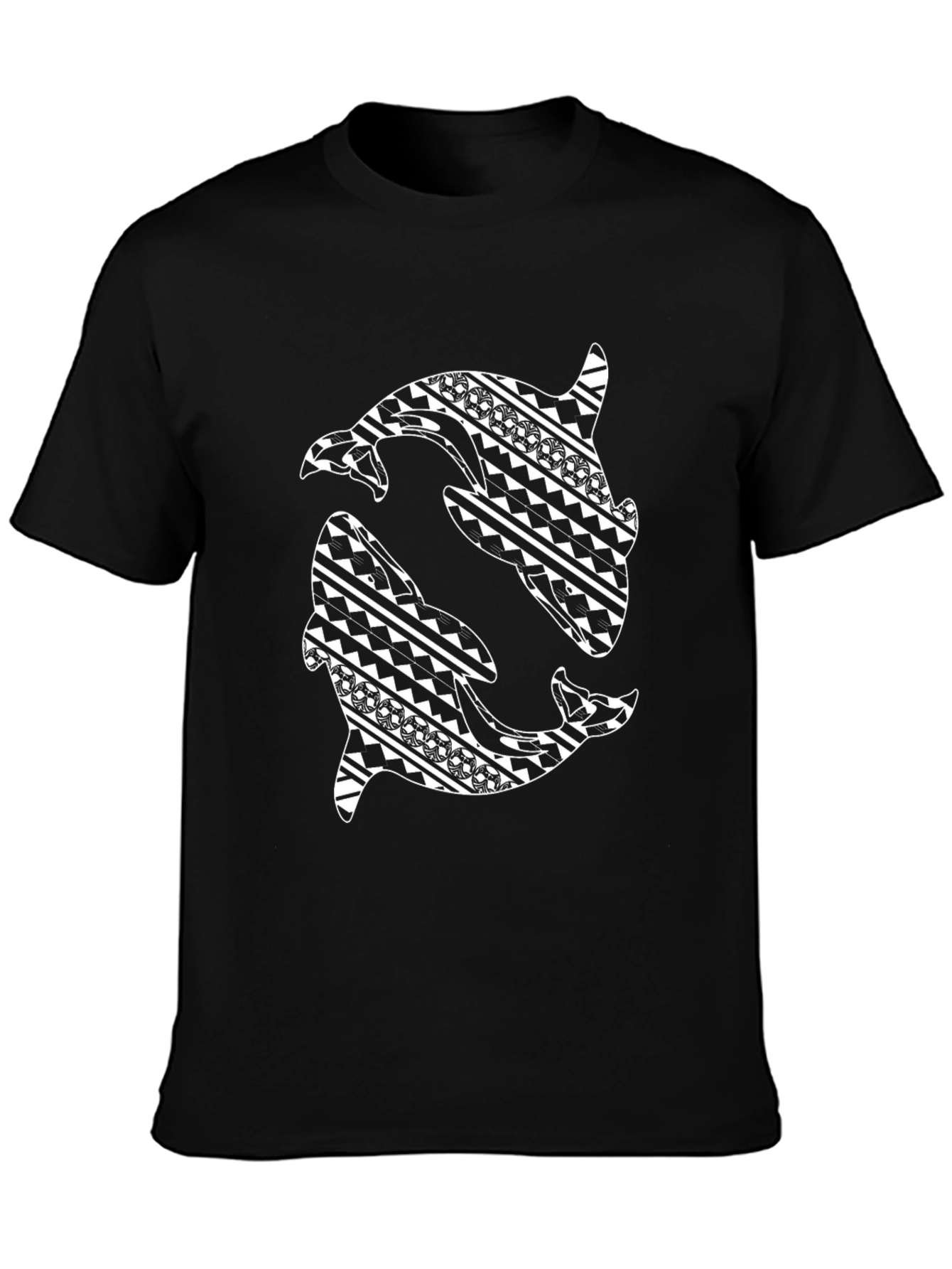 Tribal Orca Design Black T-Shirt