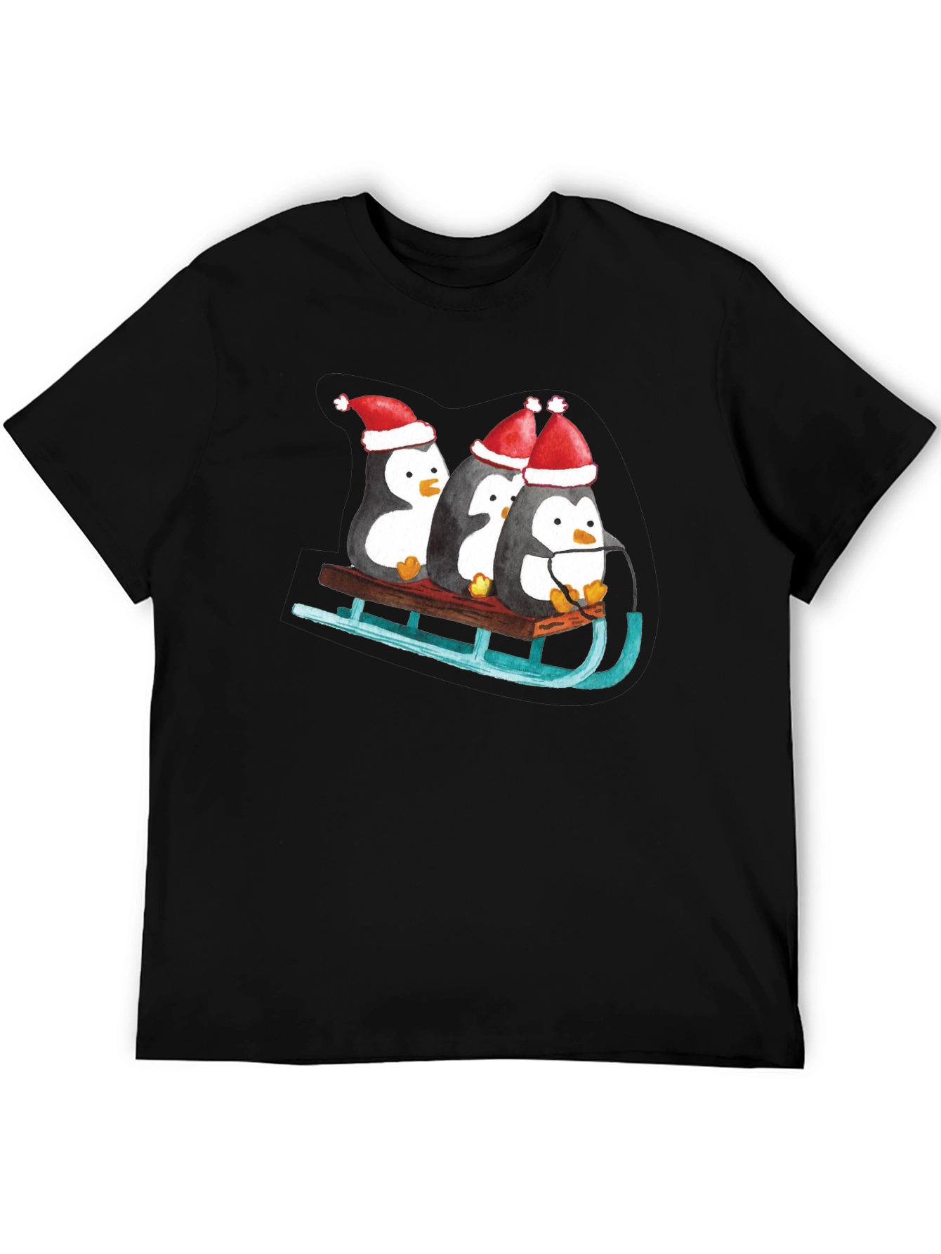 Penguin Sleigh Christmas T-Shirt