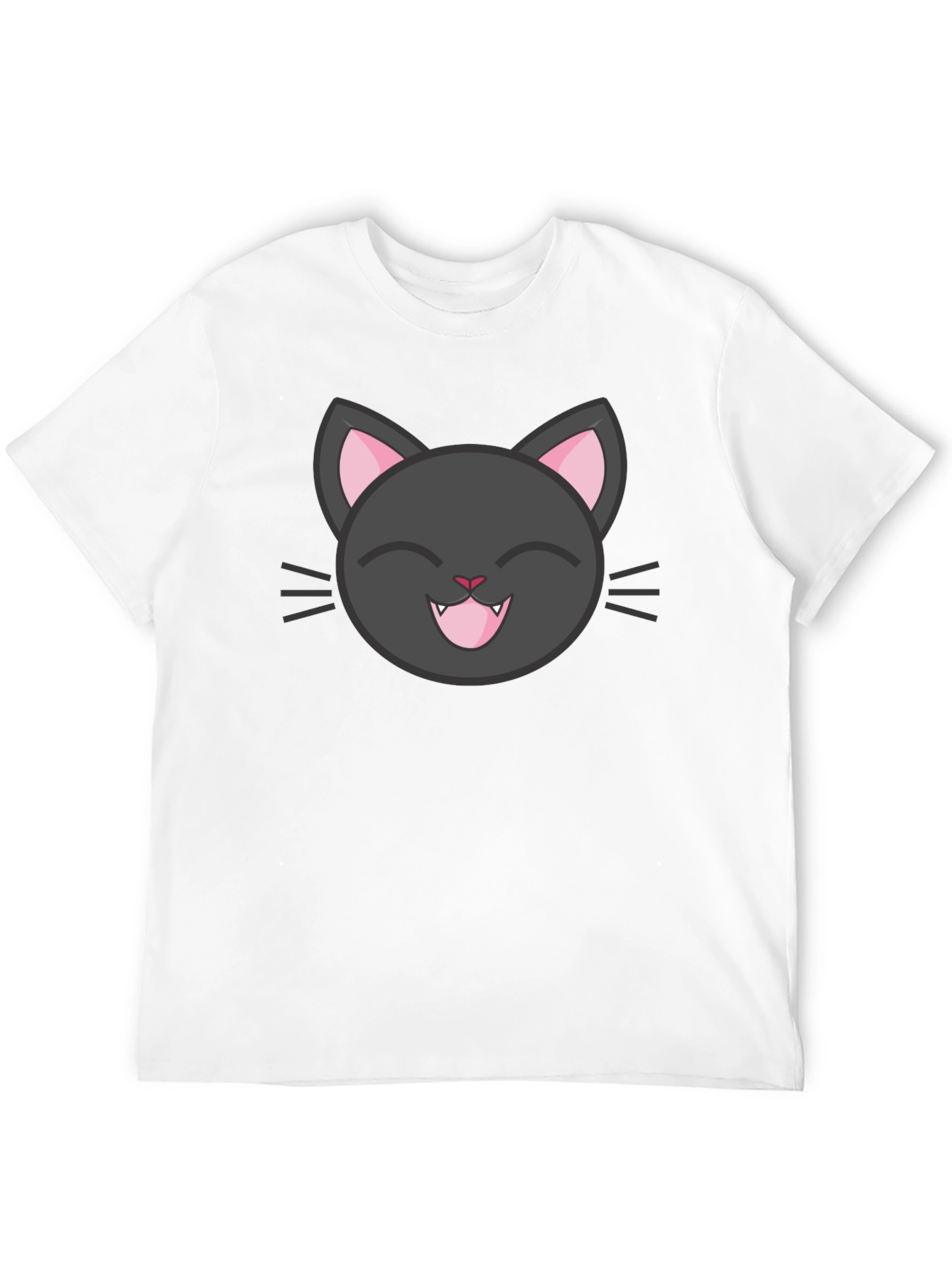 Cute Black Cat Tee - Smiling Feline Graphic T-Shirt