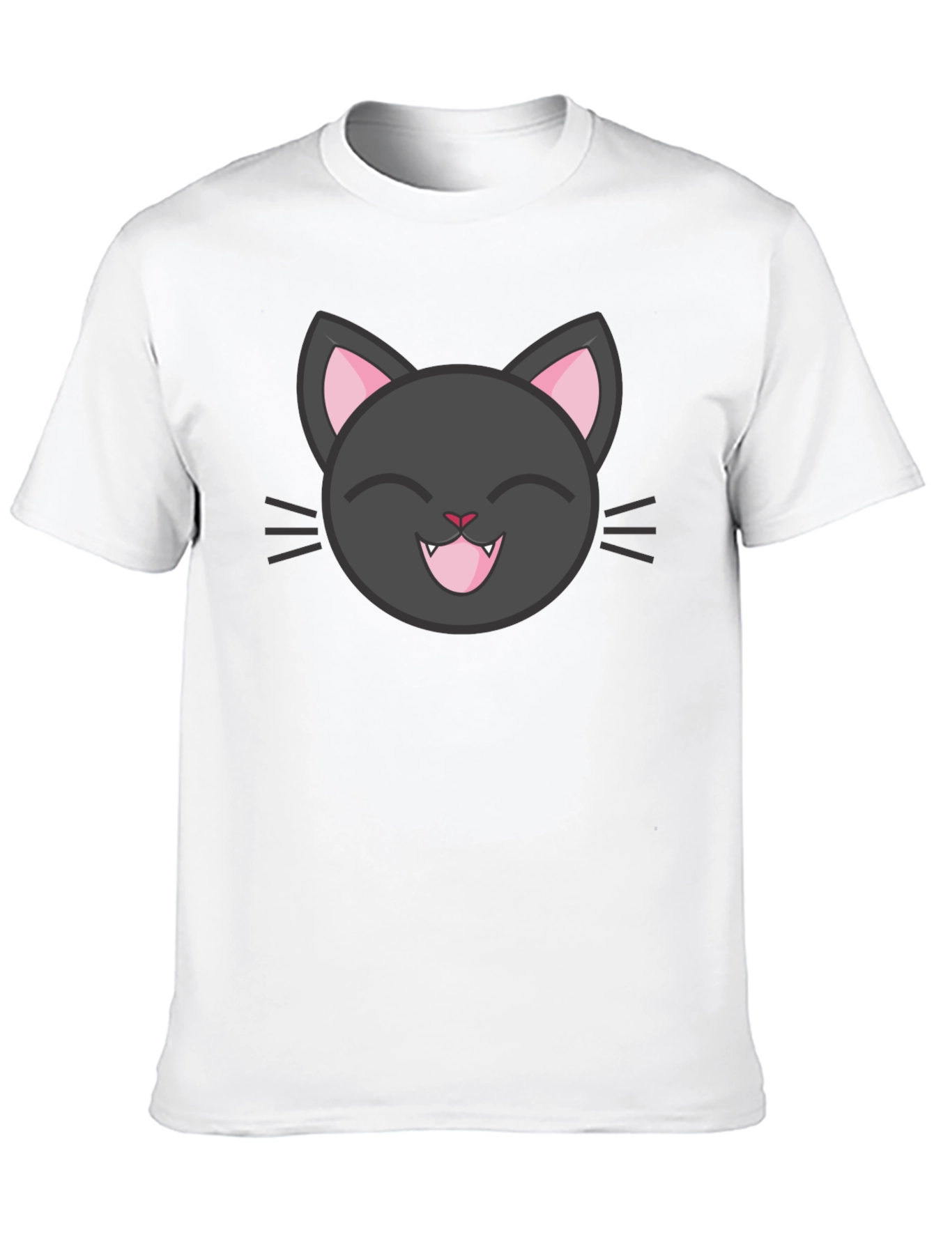 Cute Black Cat Tee - Smiling Feline Graphic T-Shirt