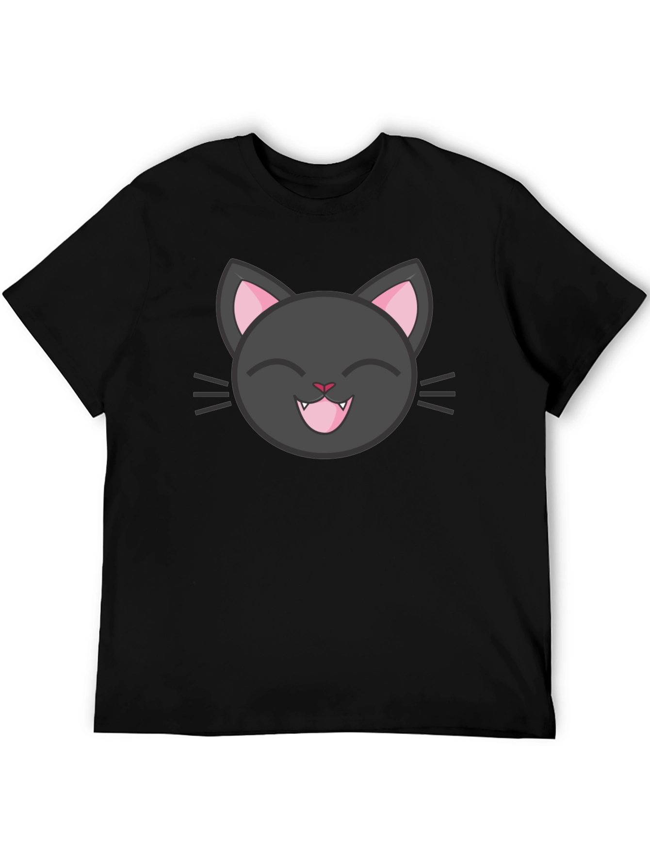 Cute Black Cat Tee - Smiling Feline Graphic T-Shirt