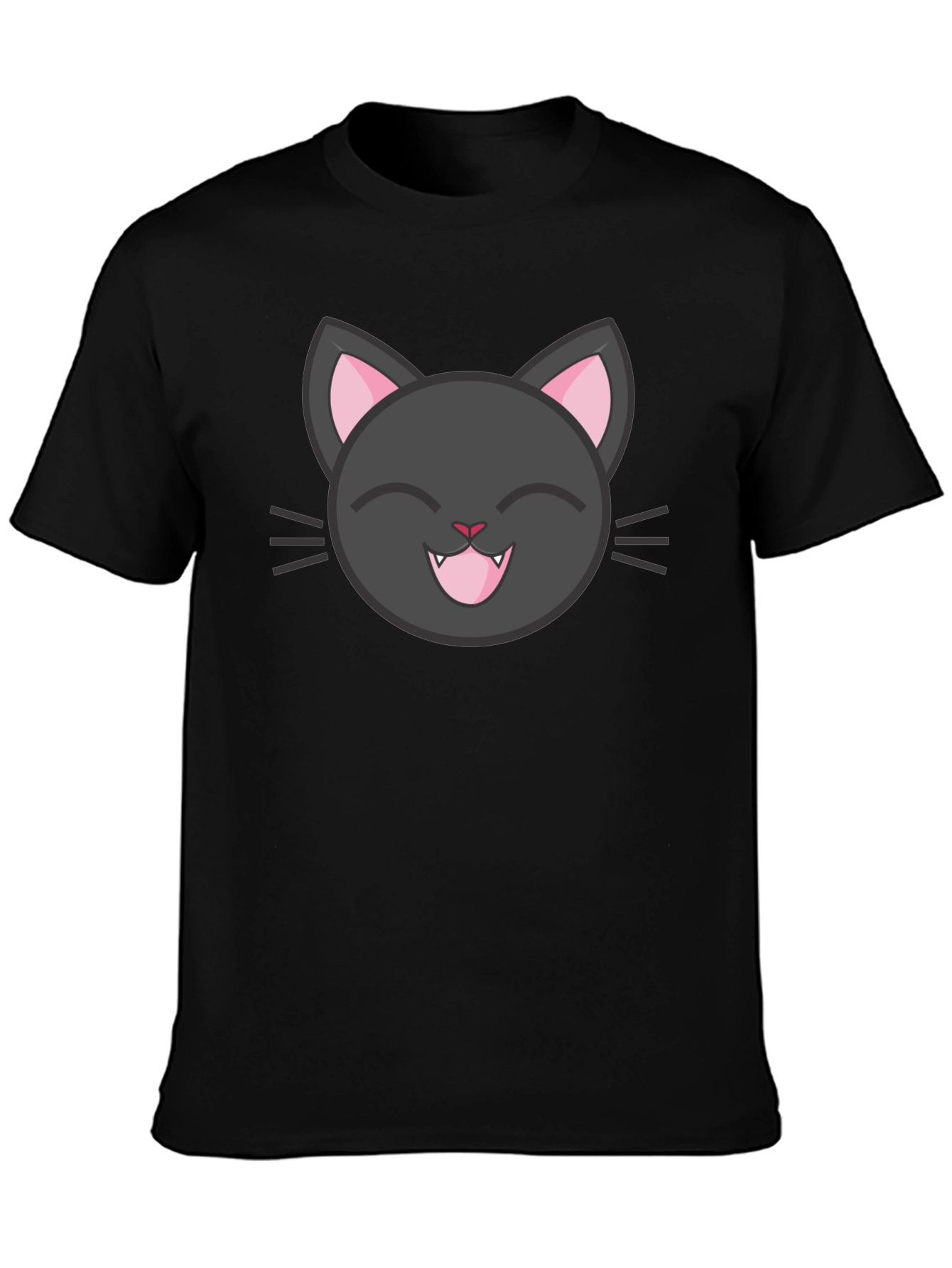 Cute Black Cat Tee - Smiling Feline Graphic T-Shirt