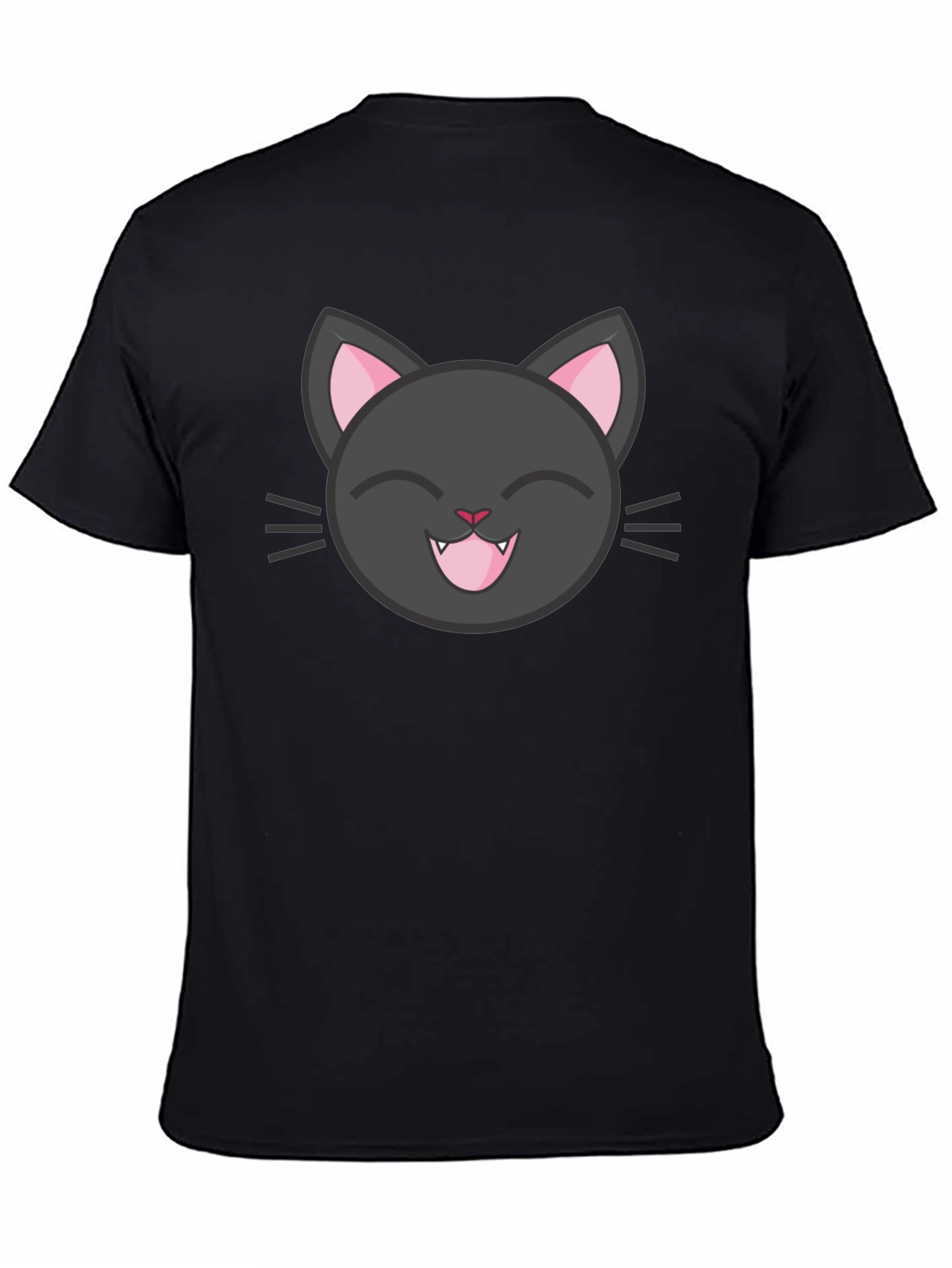 Cute Black Cat Tee - Smiling Feline Graphic T-Shirt
