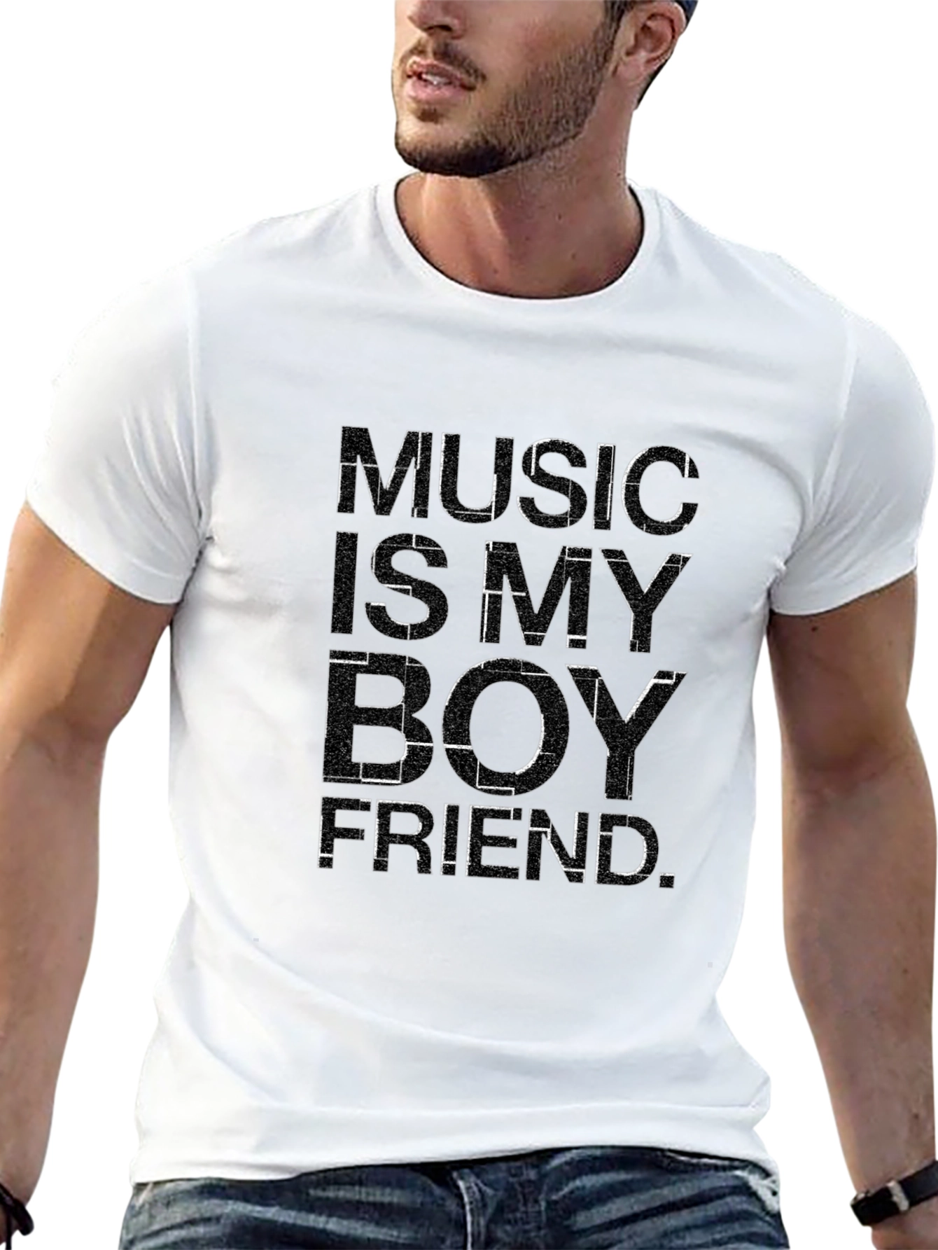 Music Is My Boyfriend Black Graphic Tee