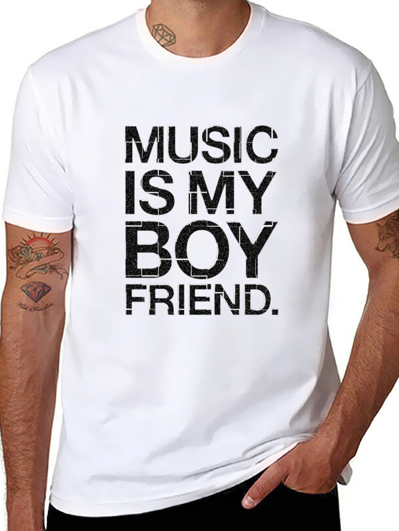 Music Is My Boyfriend Black Graphic Tee