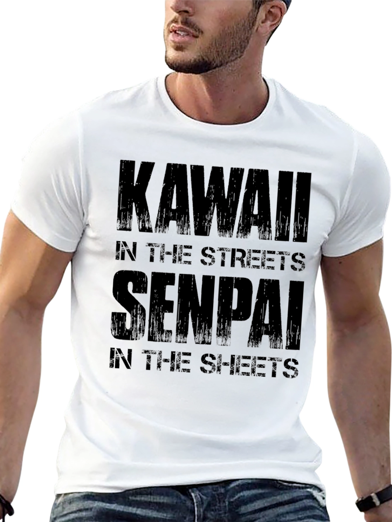 Kawaii Senpai Black T-Shirt Funny Anime Graphic Tee