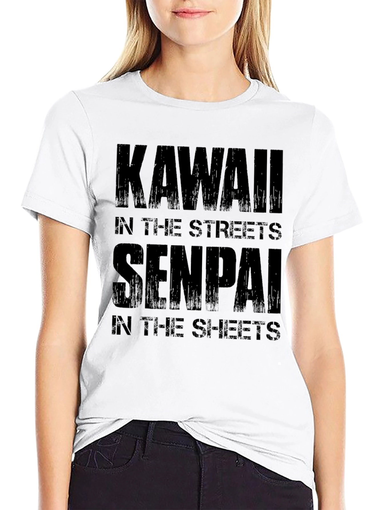 Kawaii Senpai Black T-Shirt Funny Anime Graphic Tee