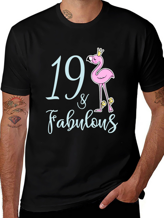 19 & Fabulous Flamingo Birthday T-Shirt