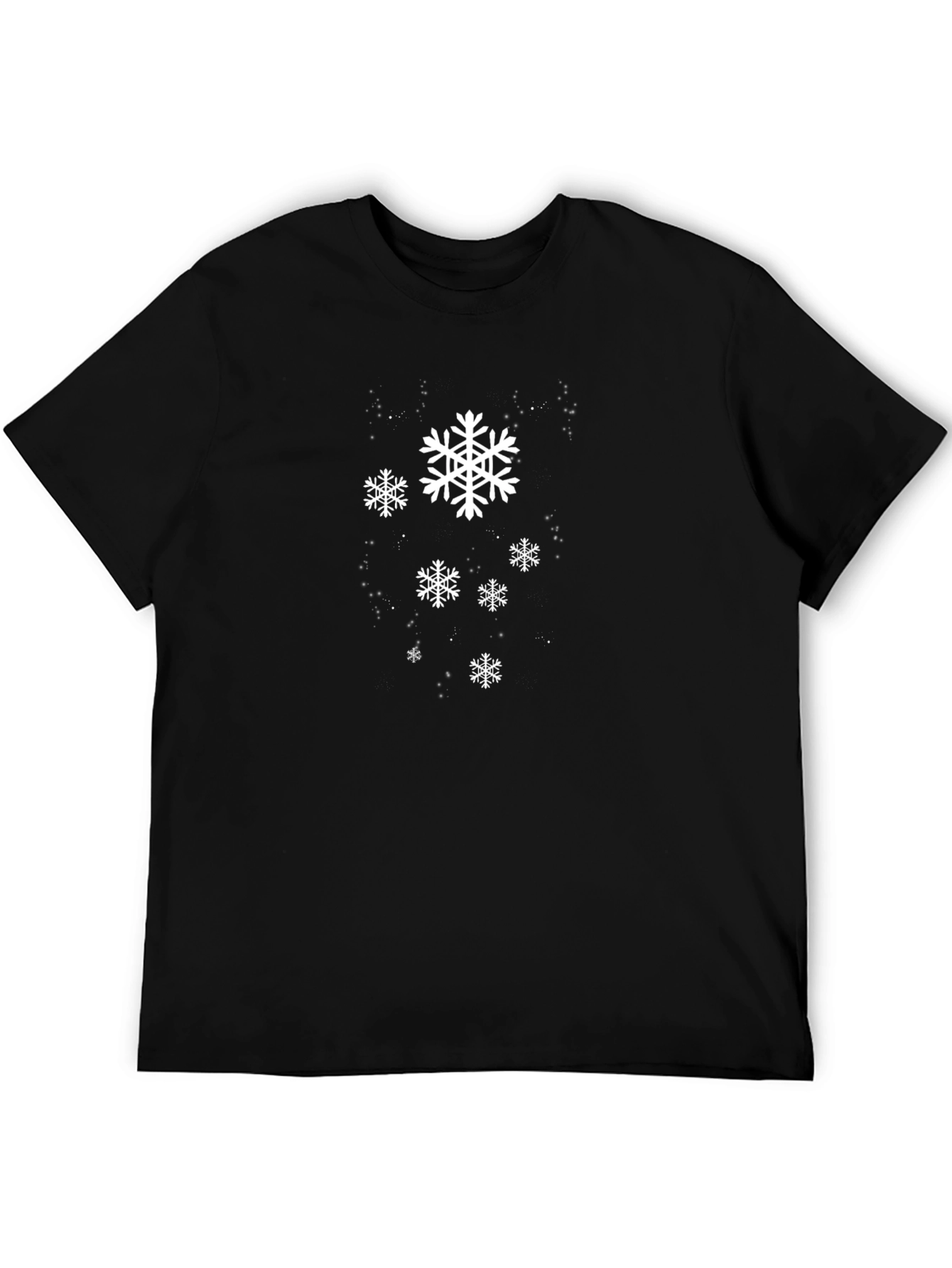 Snowflake Pattern Black T-Shirt
