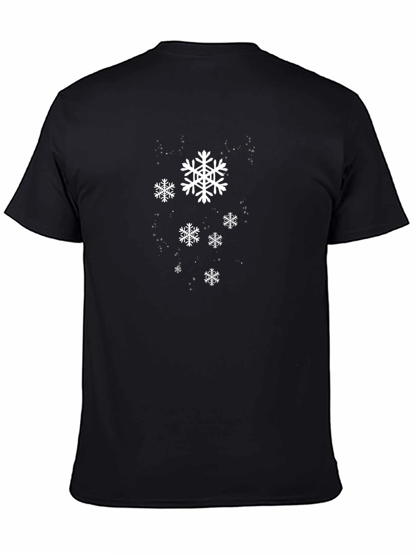 Snowflake Pattern Black T-Shirt