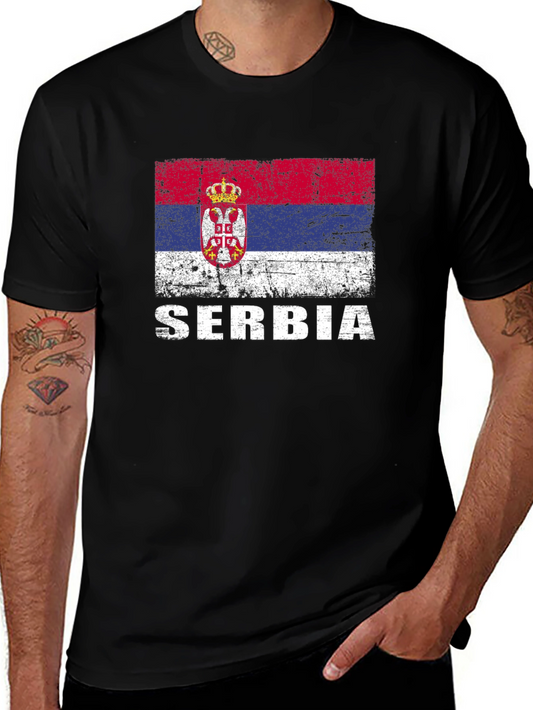 Serbia Flag T-Shirt - Distressed Style