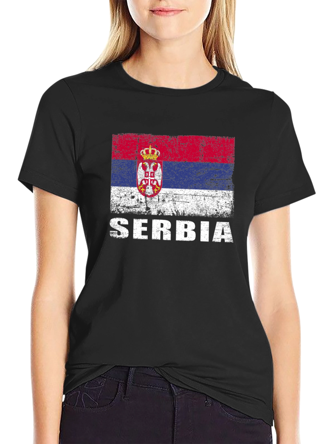 Serbia Flag T-Shirt - Distressed Style