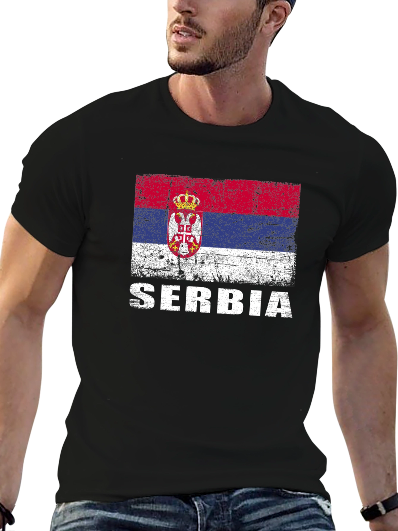 Serbia Flag T-Shirt - Distressed Style