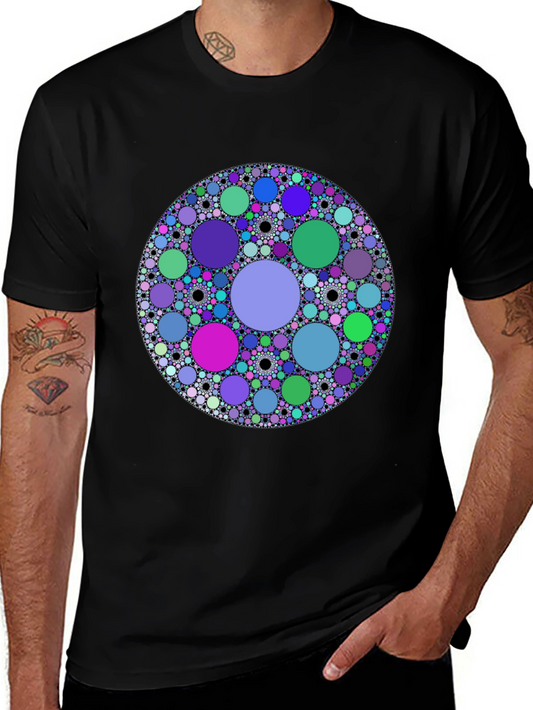 Abstract Circle Pattern Black T-Shirt
