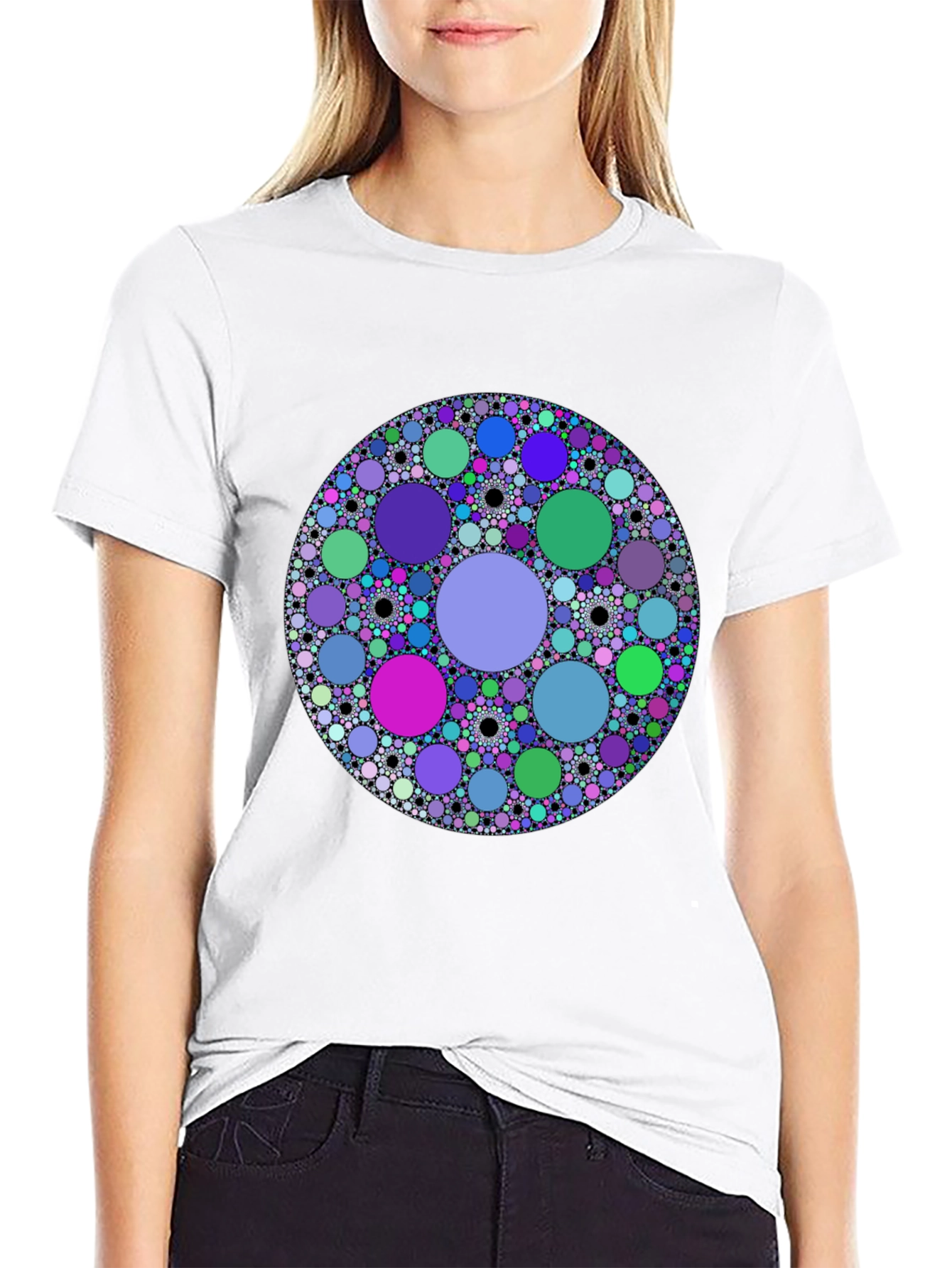 Abstract Circle Pattern Black T-Shirt