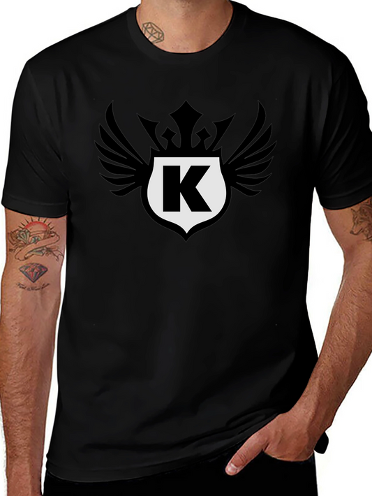 Stylish Black T-Shirt with Letter K Crest Design