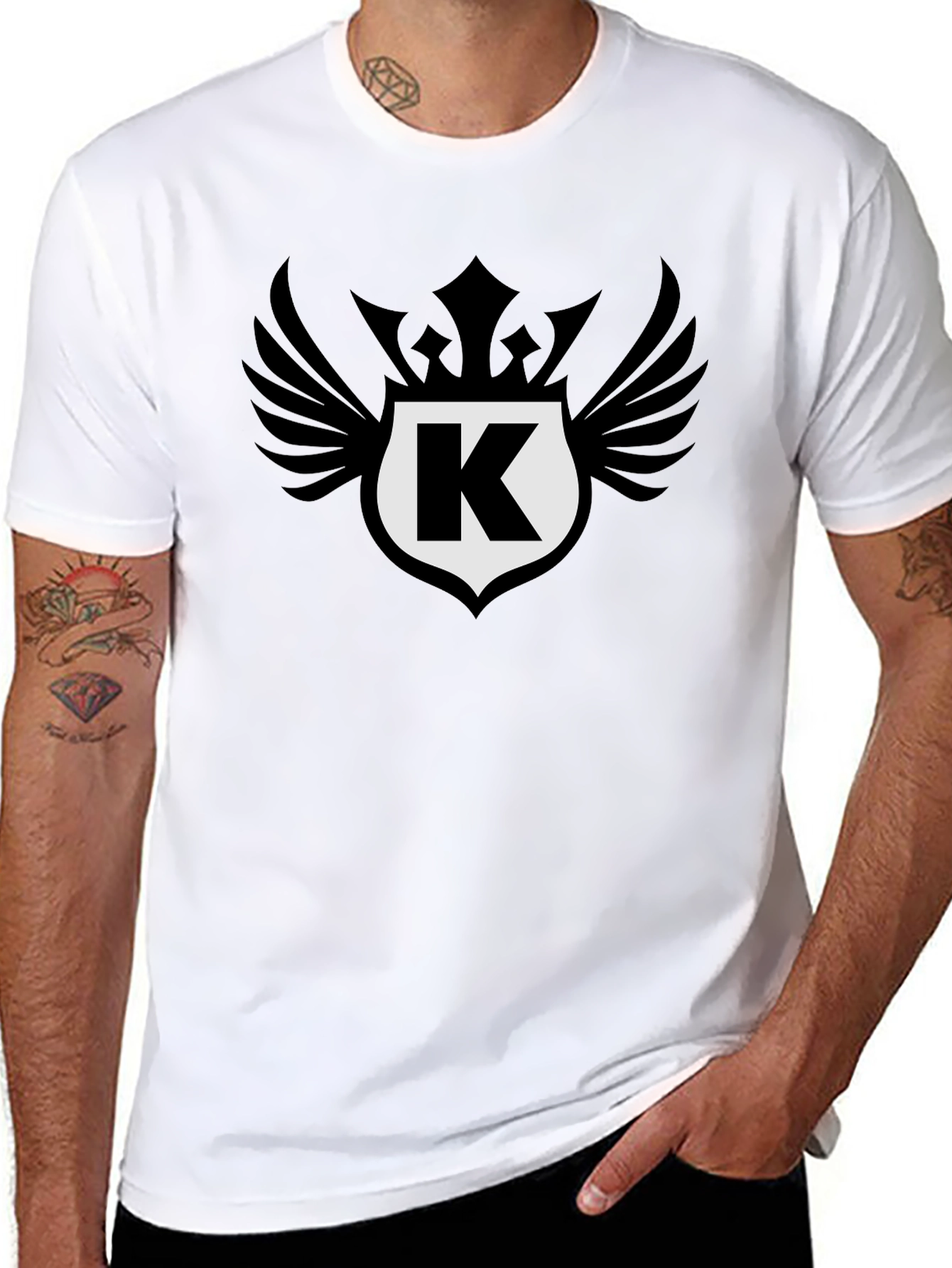 Stylish Black T-Shirt with Letter K Crest Design