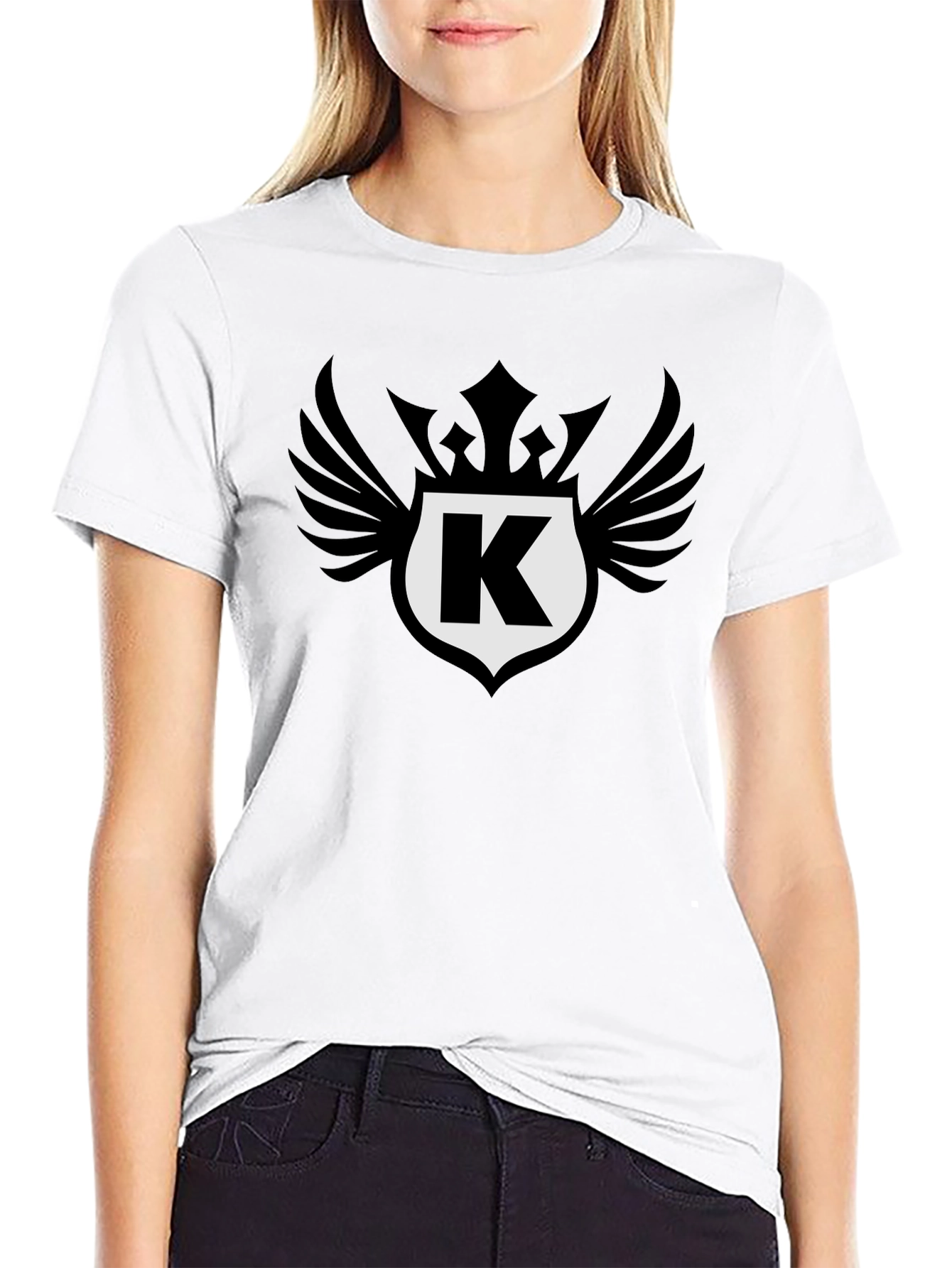 Stylish Black T-Shirt with Letter K Crest Design