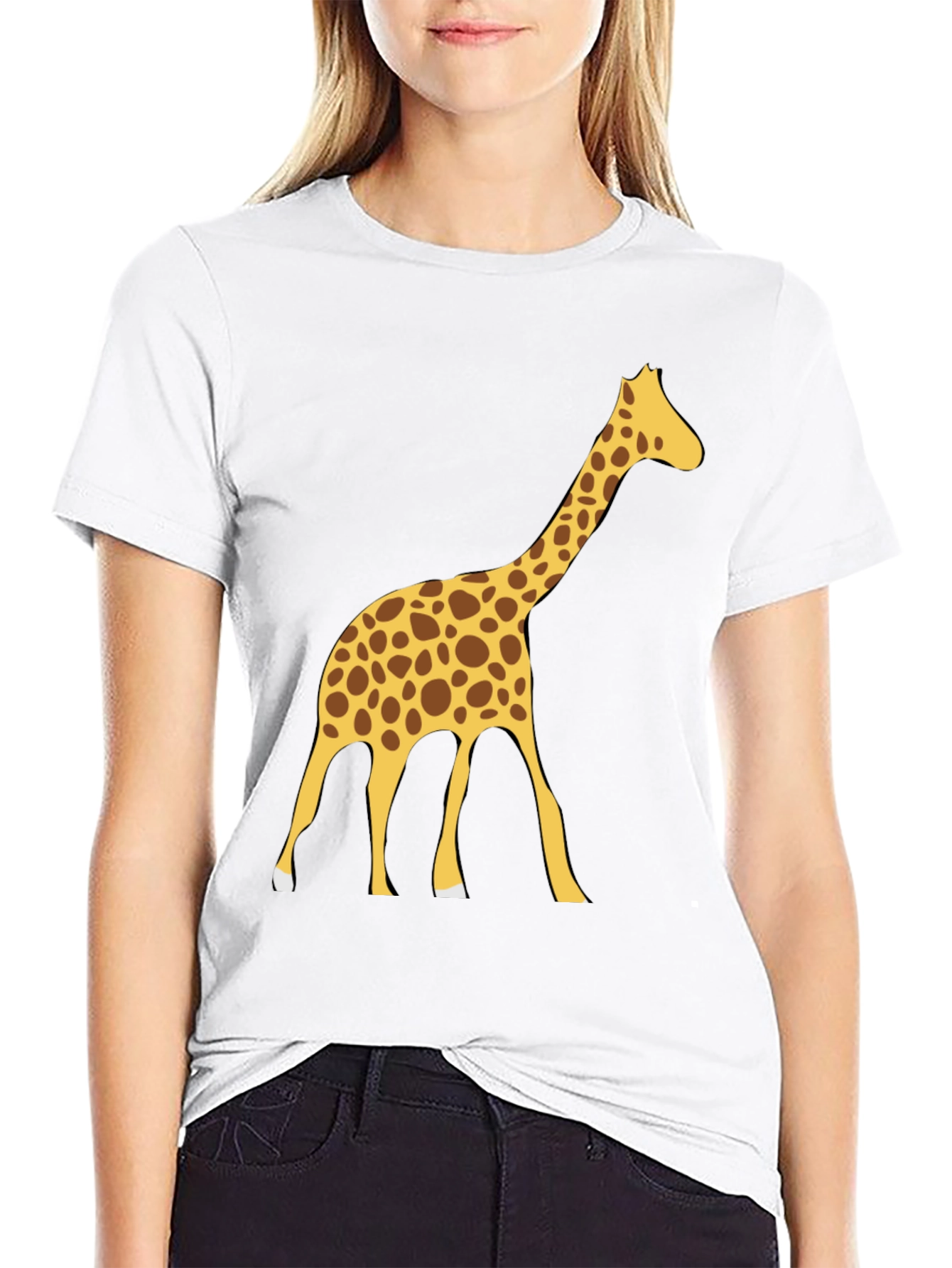 Giraffe Graphic Tee - Black Cotton Blend