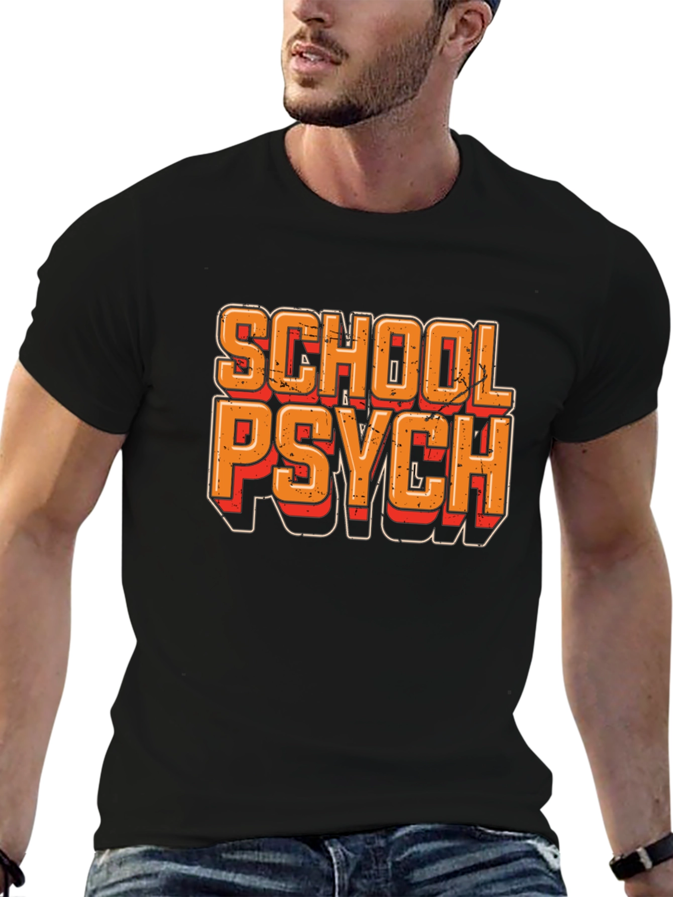 School Psych Retro Style T-Shirt - Black