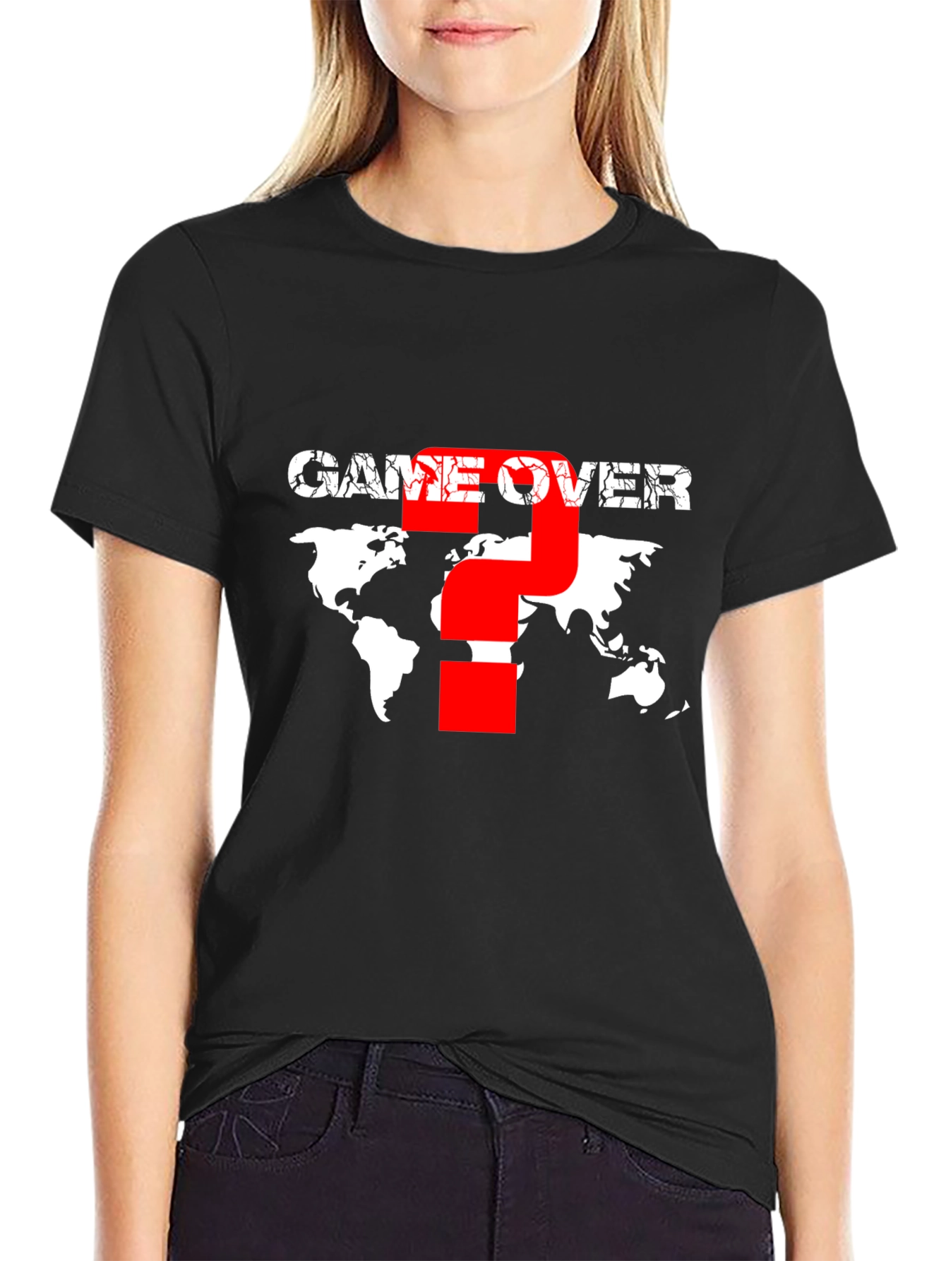 Game Over Graphic T-Shirt - World Map Design