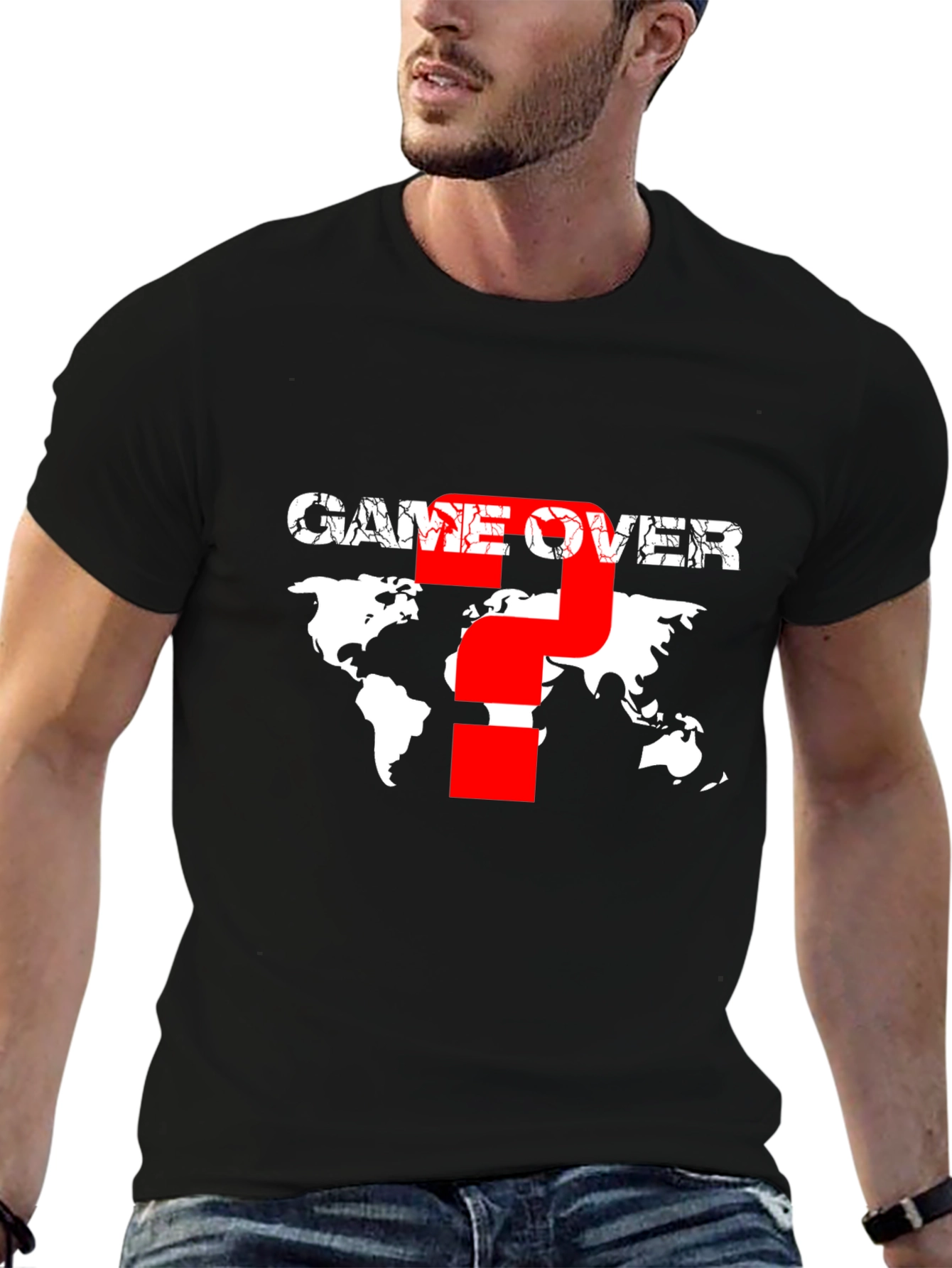 Game Over Graphic T-Shirt - World Map Design