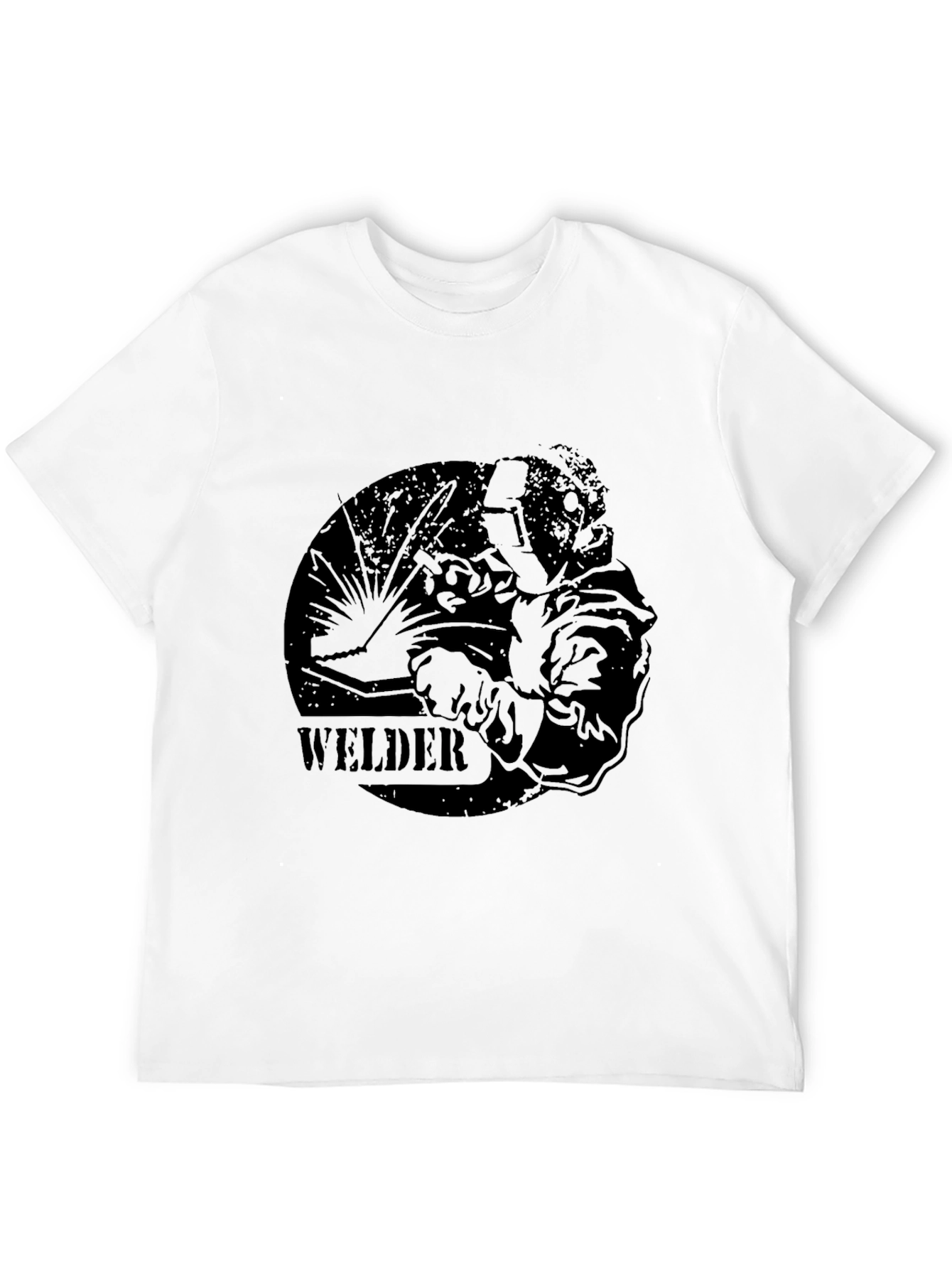 Welder Graphic Print Black T-Shirt