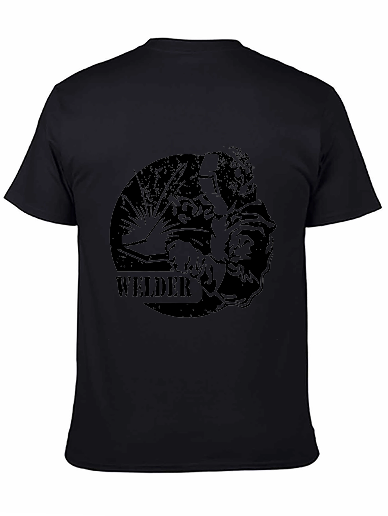Welder Graphic Print Black T-Shirt