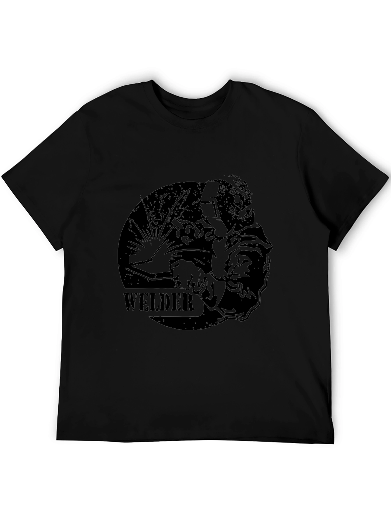 Welder Graphic Print Black T-Shirt