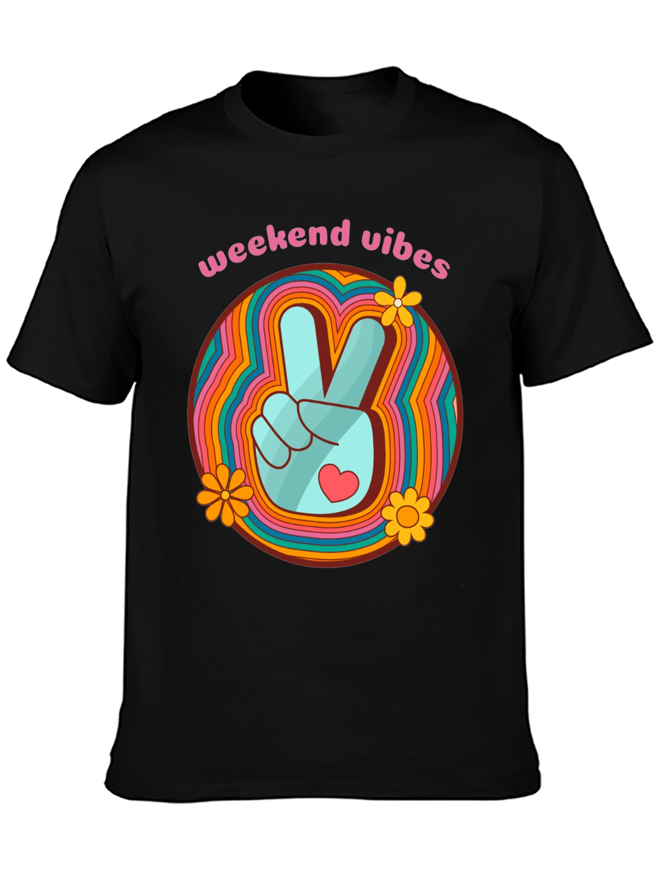 Weekend Vibes T-Shirt Retro Design Peace Sign