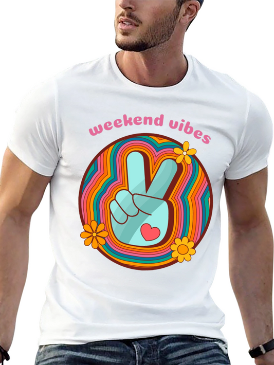 Weekend Vibes T-Shirt Retro Design Peace Sign