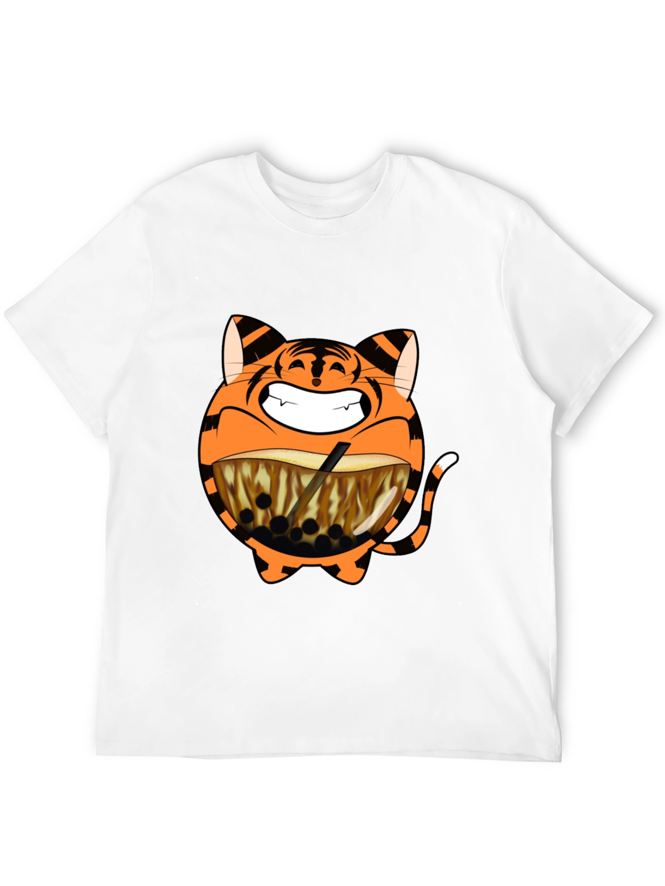 Tiger Boba Tea Graphic T-Shirt - Black