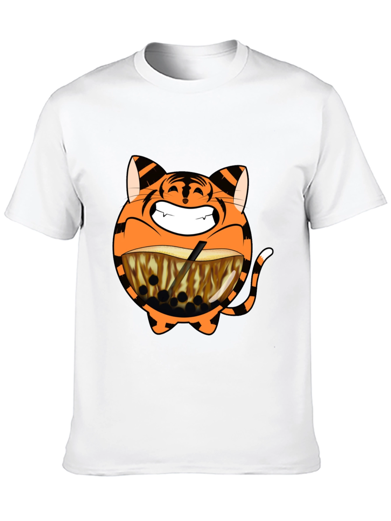 Tiger Boba Tea Graphic T-Shirt - Black