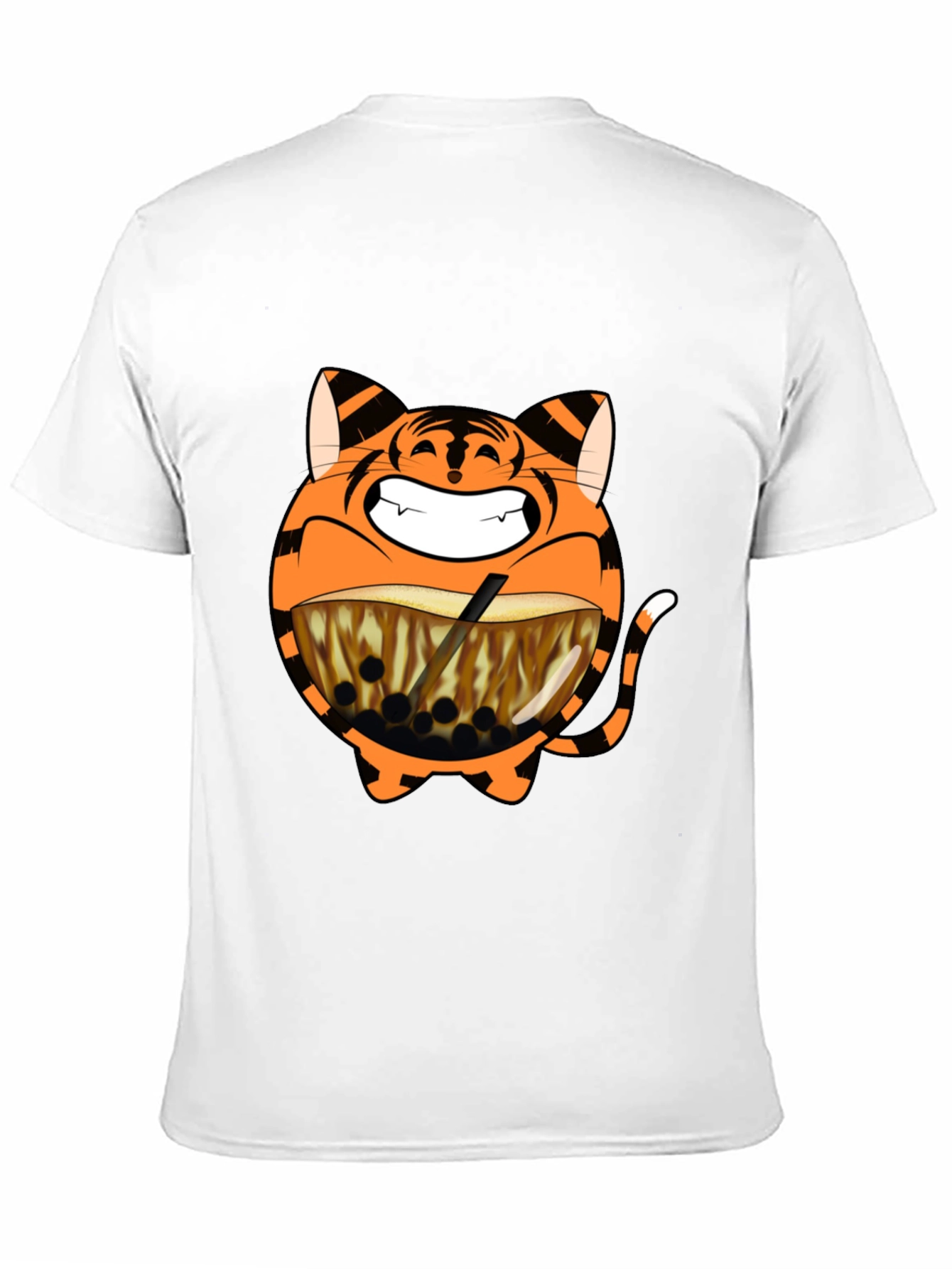 Tiger Boba Tea Graphic T-Shirt - Black