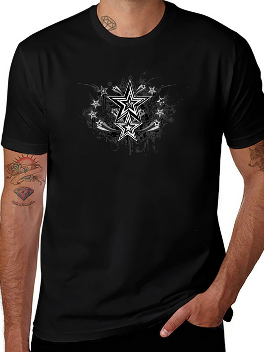 Stylish Black T-Shirt with Star Graphic Design
