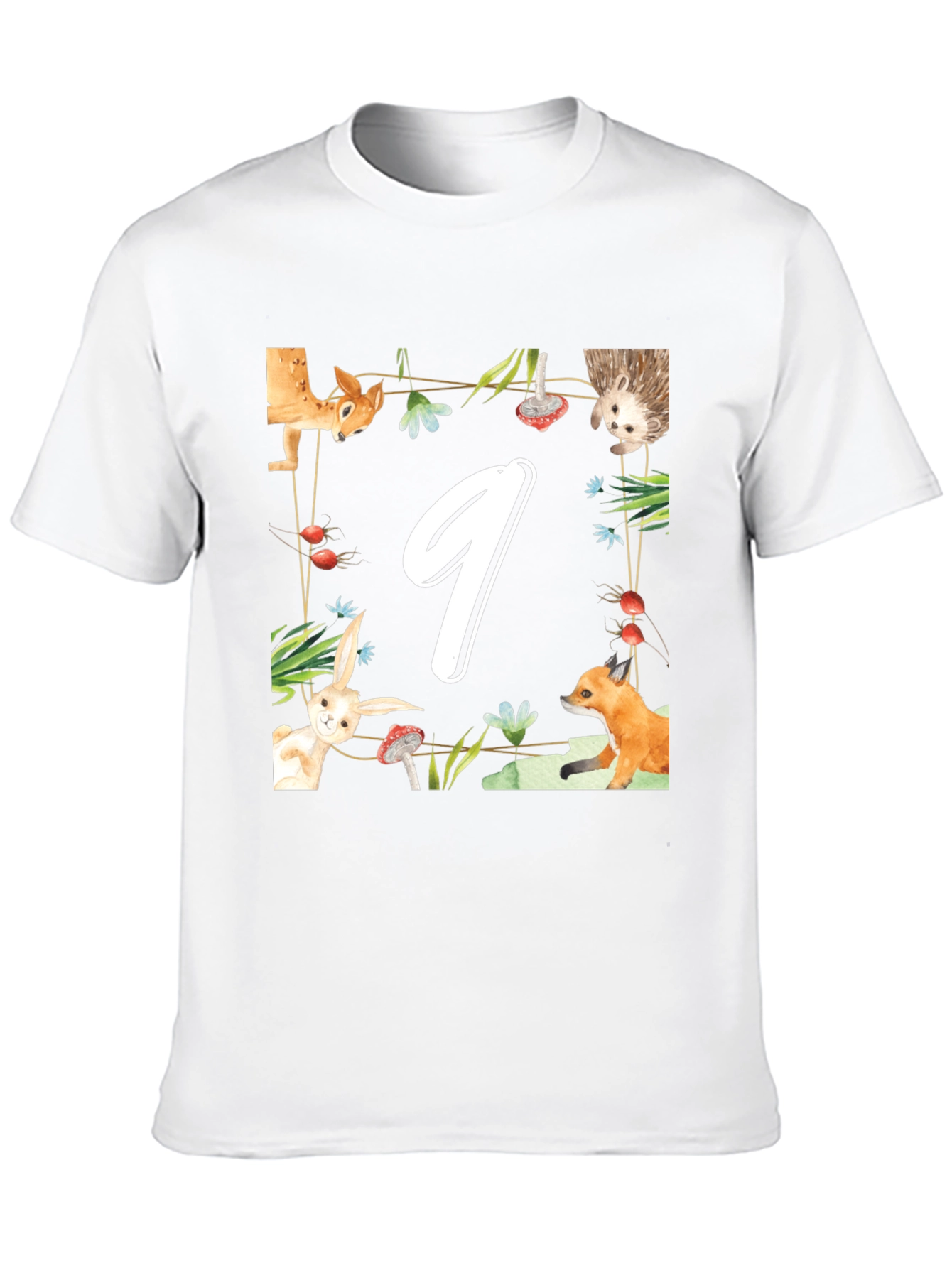 Cute Woodland Animals Number 9 Birthday Shirt