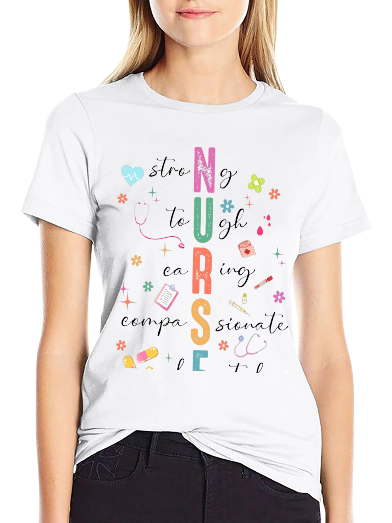 Nurse Graphic Tee - Strong Caring Compassionate