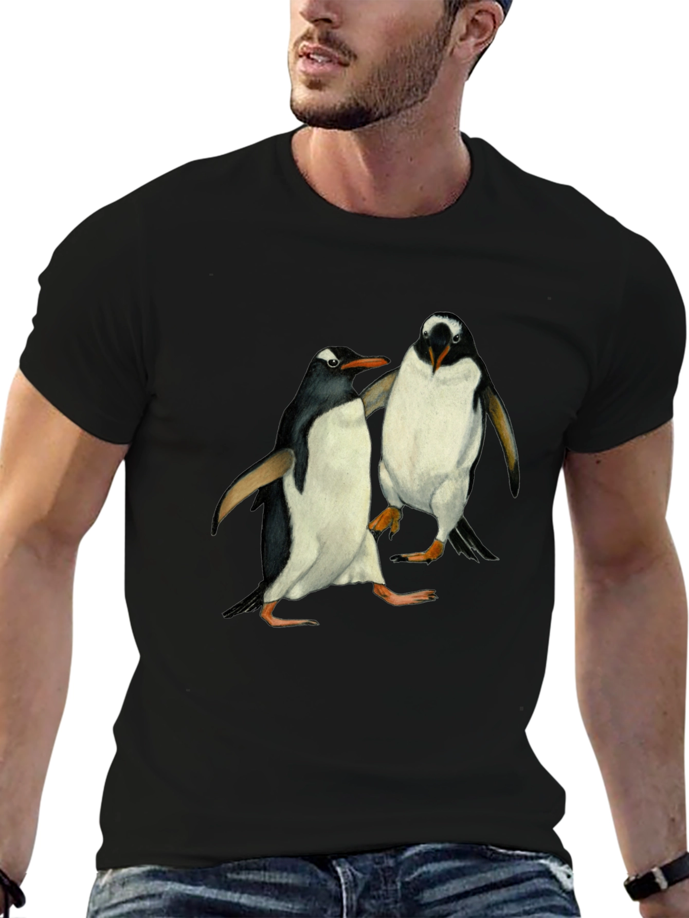 Penguin Print Black T-Shirt