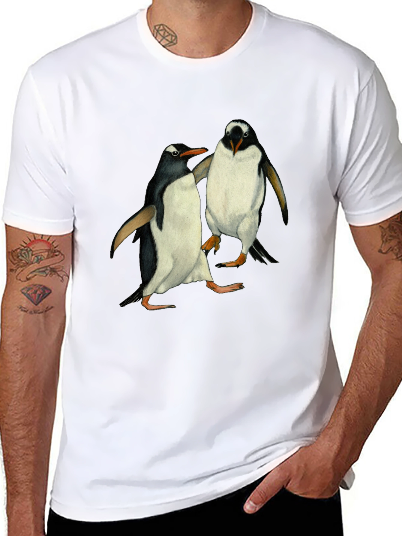 Penguin Print Black T-Shirt
