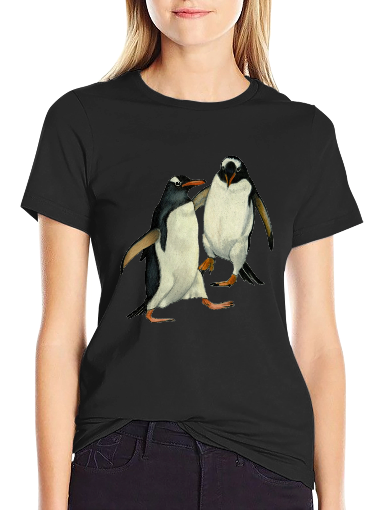 Penguin Print Black T-Shirt